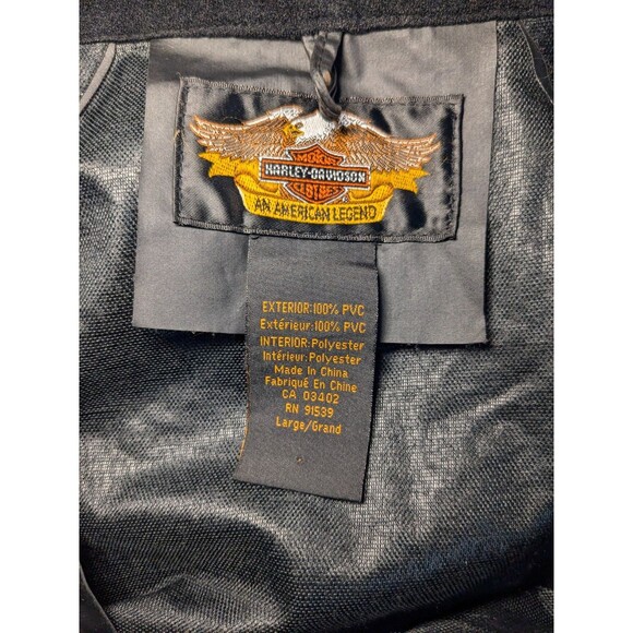 Harley Davidson Rain Gear 2 piece Large black reflective jacket pants PVC L - Picture 4 of 7